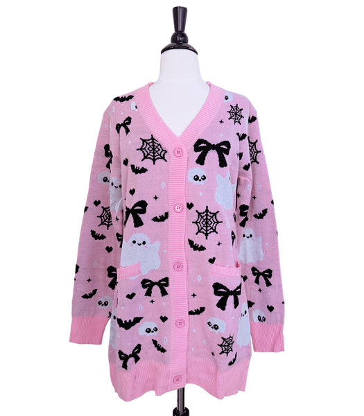 Creepin it Pink Knit Cardigan Sweater - Ladies Sizes S-3X