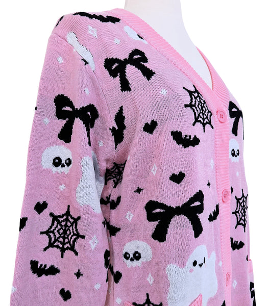 Creepin it Pink Knit Cardigan Sweater - Ladies Sizes S-3X