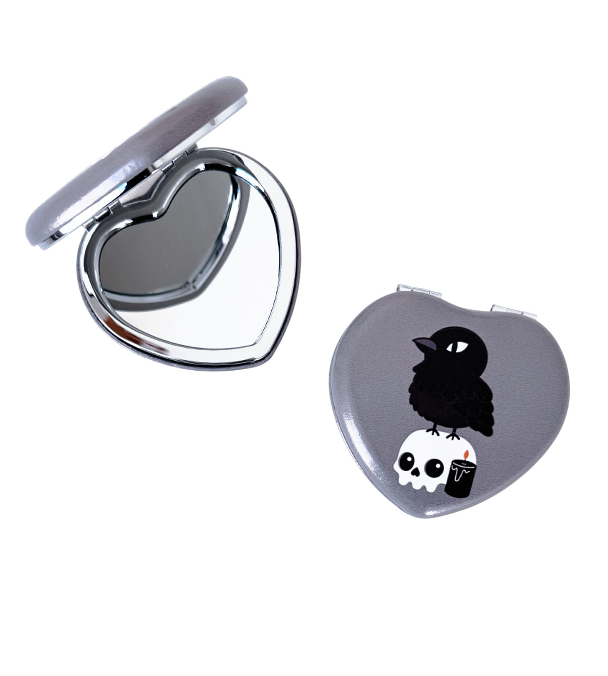 Crow & Skull Heart Pocket Mirror