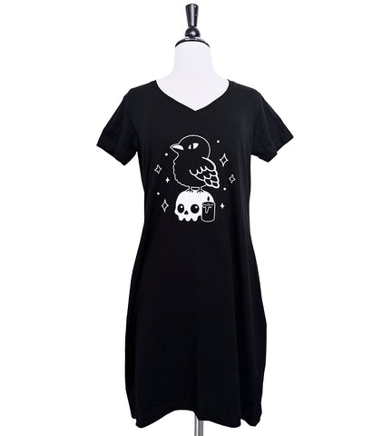 Crow & Skull Pajama Night Dress - Sizes S-3X