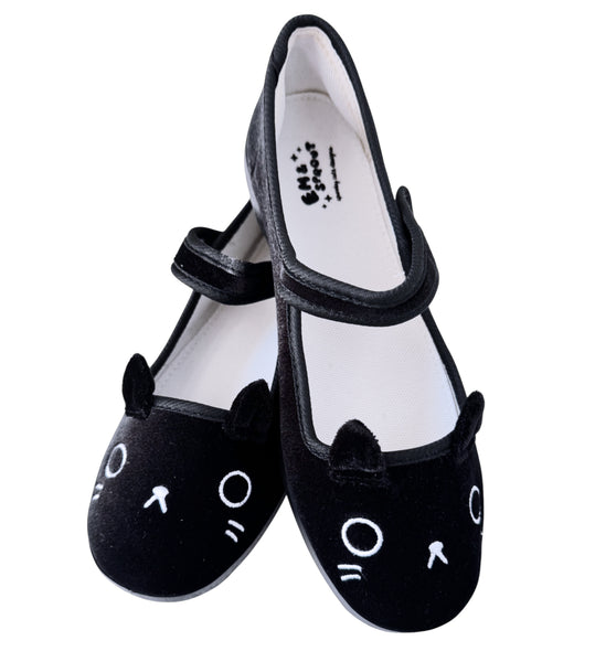 Black Cat Velvet Mary Janes