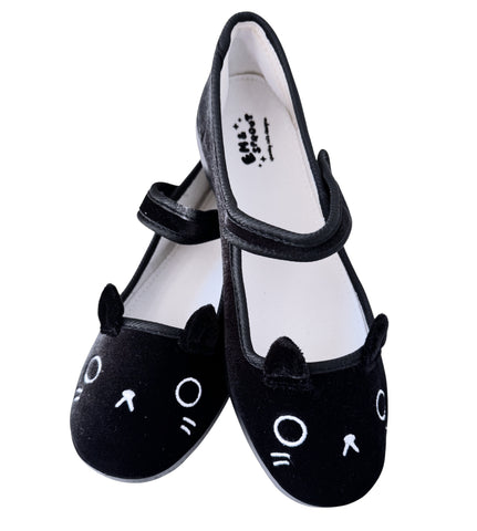 Black Cat Velvet Mary Janes