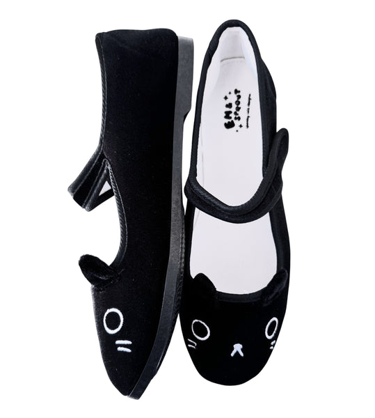 Black Cat Velvet Mary Janes