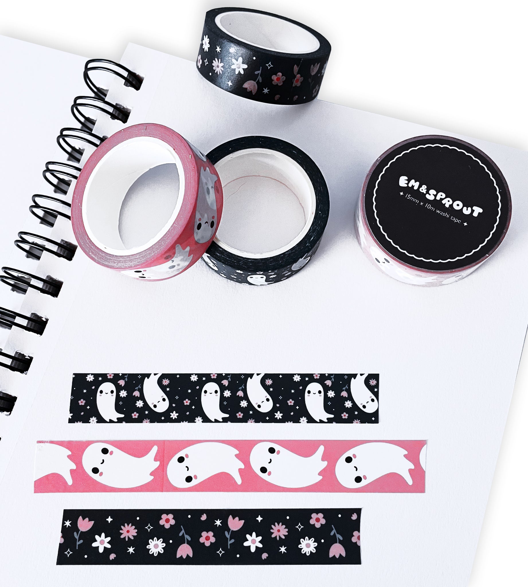 Floral Ghosts Washi Tape Set - Three Rolls