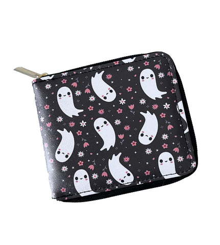 Floral Ghosts Zippered Bifold Wallet