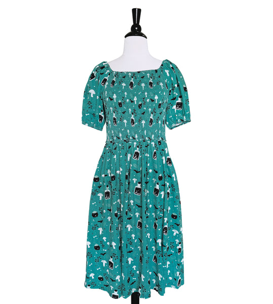 Witchy Potions Smocked Midi Dress - Available in sizes S to 4X