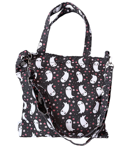 Floral Ghosts Canvas Convertible Tote Bag