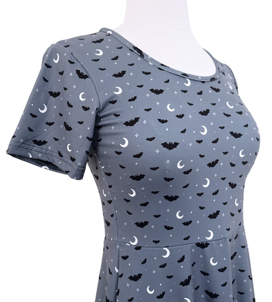 Gray Bats Skater Dress - Available in sizes S to 3X