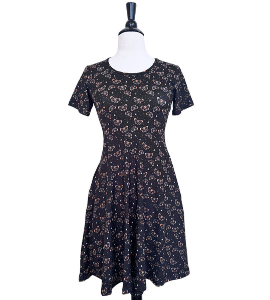 Death's head Moth Skater Dress - Available in sizes S to 3X