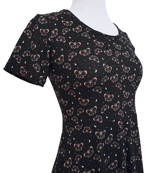 Death's head Moth Skater Dress - Available in sizes S to 3X