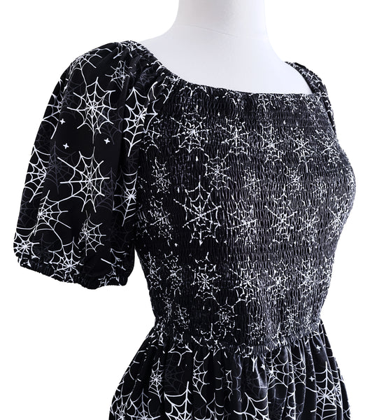 Spiderweb Smocked Midi Dress - Available in sizes S to 4X