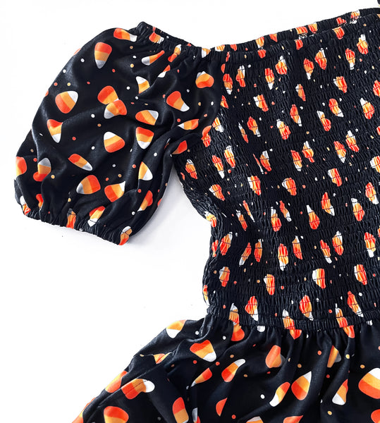 Candy Corn Smocked Midi Dress - Available in sizes S to 4X