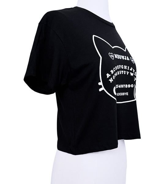 Meowja Cat Ouija Board Crop Tee