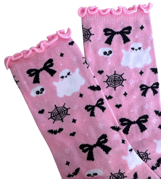 Creepin it Pink Lettuce Edge Socks