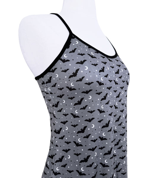 Gray Bats Strappy Night Dress - Sizes S-3X