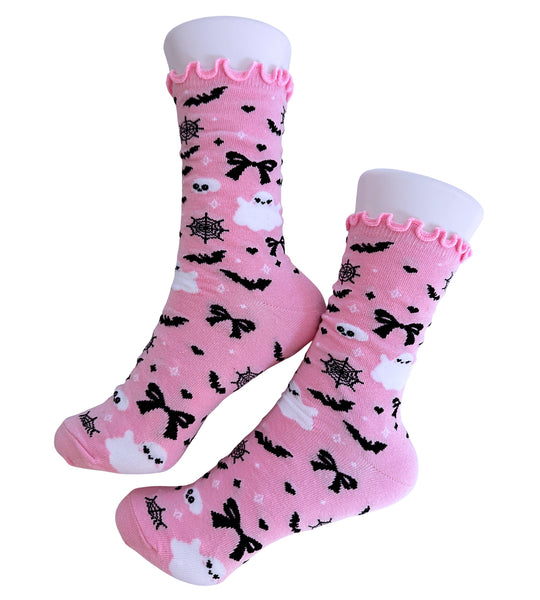 Creepin it Pink Lettuce Edge Socks