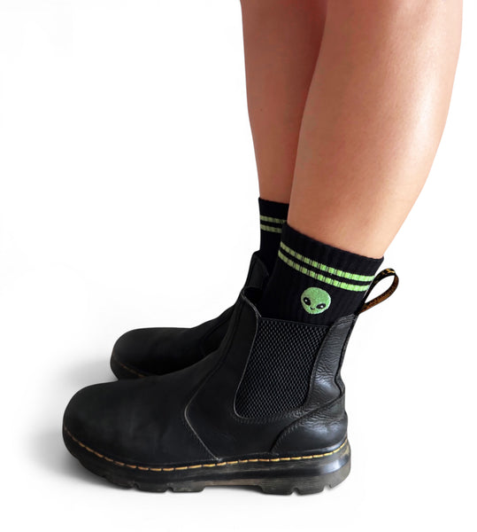 Embroidered Alien Athletic Socks
