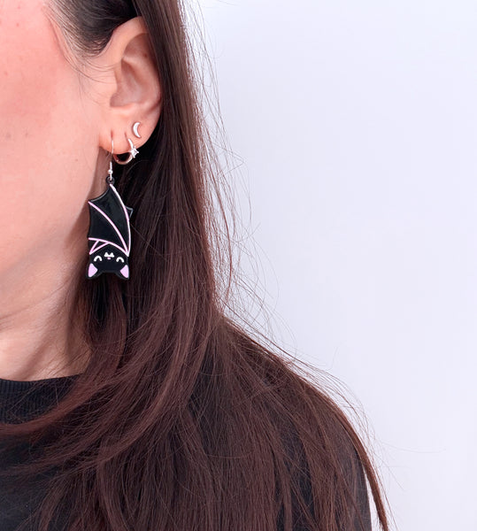 Hanging Bat Earrings - Acetate