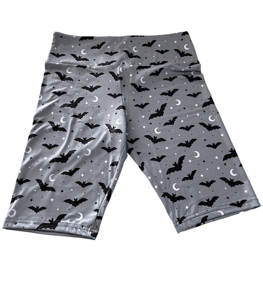 Gray Bat Biker Short Leggings - Sizes S to 3X