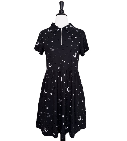 Celestial Zipper Babydoll Dress - Available in sizes S to 4X