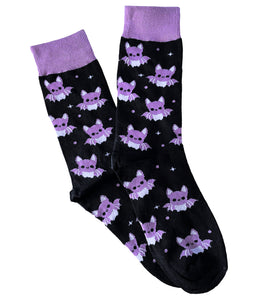 Purple Kawaii Bat Socks