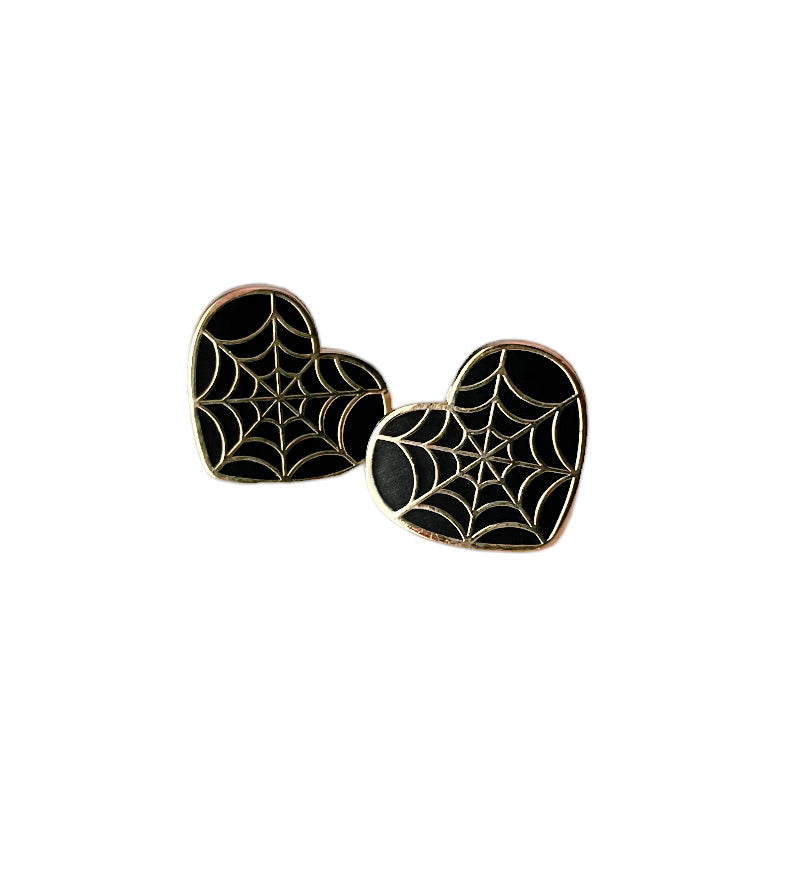 Spiderweb Heart Stud Earrings