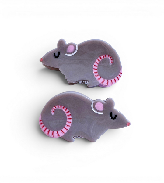 Mini Gray Rat Claw Clip - Set of Two
