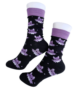 Purple Kawaii Bat Socks