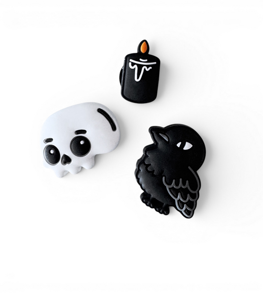 Crow & Skull Shoe Charms Set