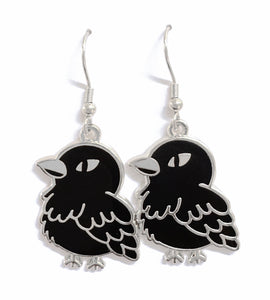 Crow Earrings - Silver