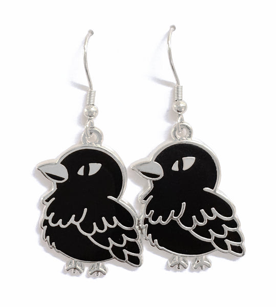Crow Earrings - Silver
