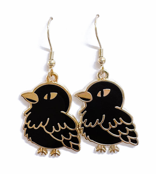 Crow Earrings - Gold