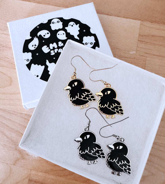 Crow Earrings - Gold