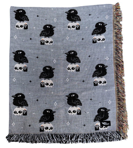 Crow & Skull Woven Blanket
