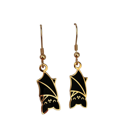 Hanging Bat Earrings - Gold