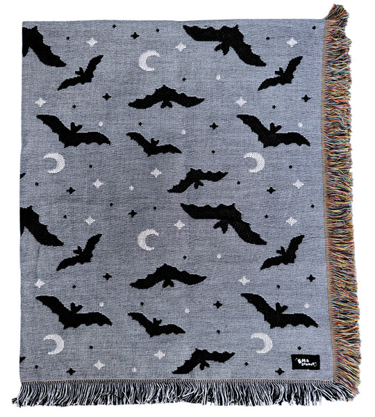 Gray Bats Woven Blanket
