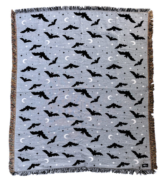 Gray Bats Woven Blanket
