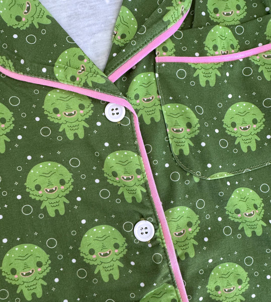 Creature Button Down Pajamas Shorts and Top Set