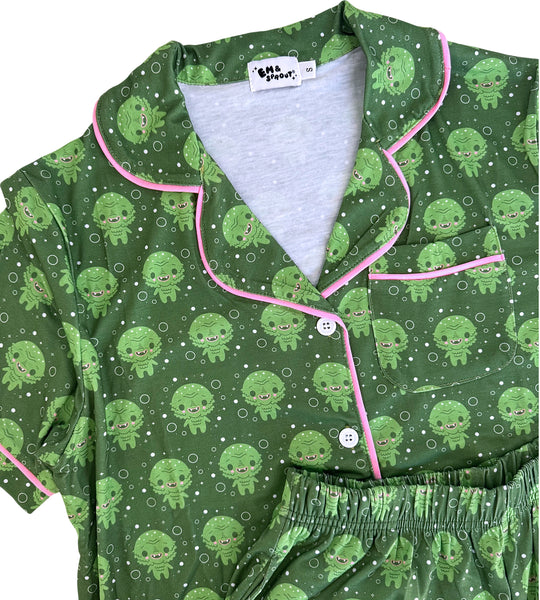 Creature Button Down Pajamas Shorts and Top Set