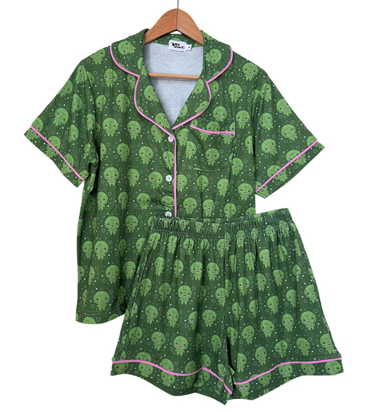Creature Button Down Pajamas Shorts and Top Set