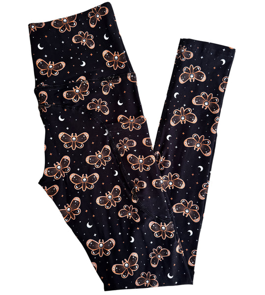 Death's Head Moth Pocket Athletic Leggings - Sizes S through 3X