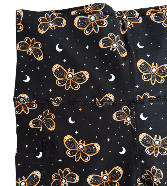 Death's Head Moth Pocket Athletic Leggings - Sizes S through 3X