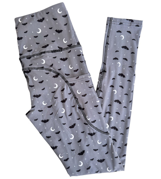 Gray Bats Pocket Athletic Leggings - Sizes S through 3X