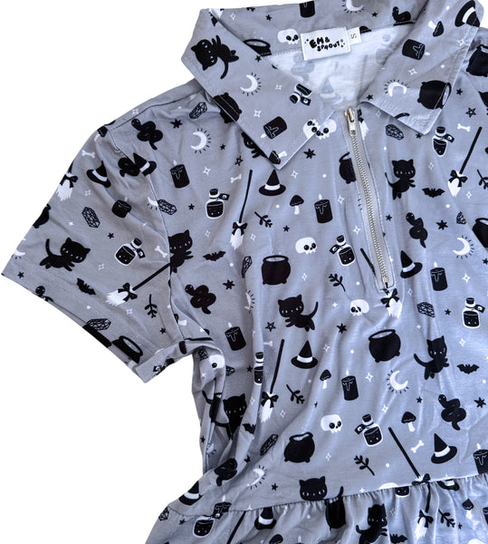 Witchy Things Zipper Babydoll Dress - Available in sizes S to 4X