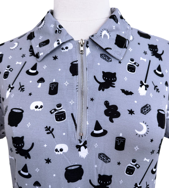 Witchy Things Zipper Babydoll Dress - Available in sizes S to 4X
