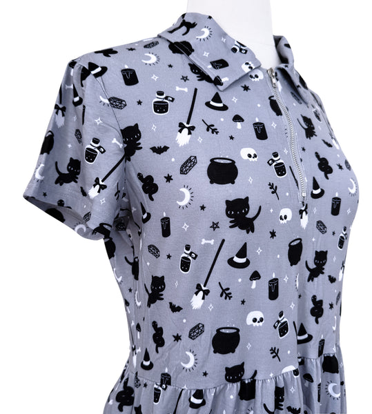 Witchy Things Zipper Babydoll Dress - Available in sizes S to 4X