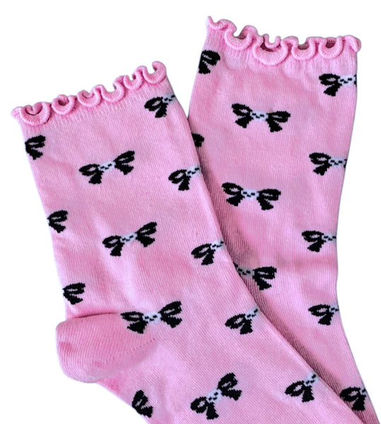 Spooky Bow Lettuce Edge Socks