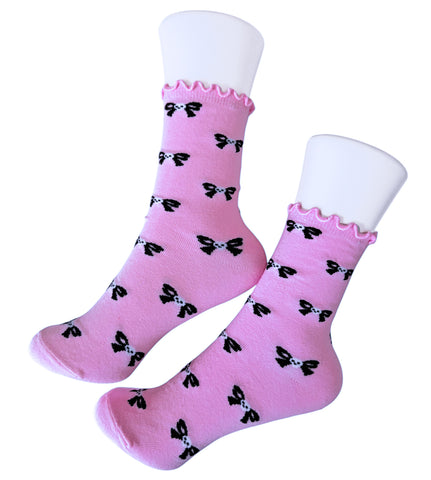 Spooky Bow Lettuce Edge Socks