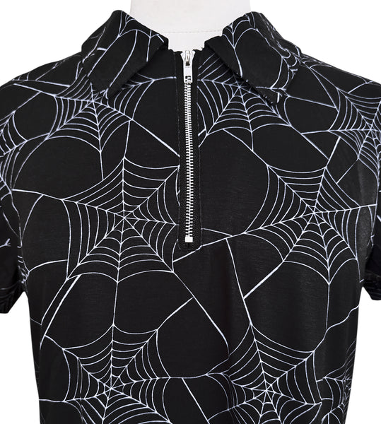 Spiderweb Zipper Babydoll Dress - Available in sizes S to 4X