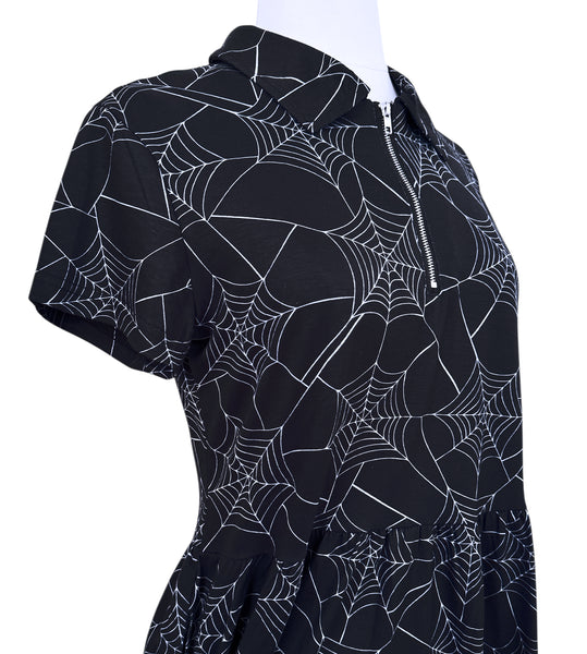 Spiderweb Zipper Babydoll Dress - Available in sizes S to 4X